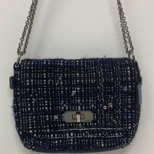 Coach Chelsea Boucle Navy Blue Rare Tweed Sequin Purse Chain Strap Handbag